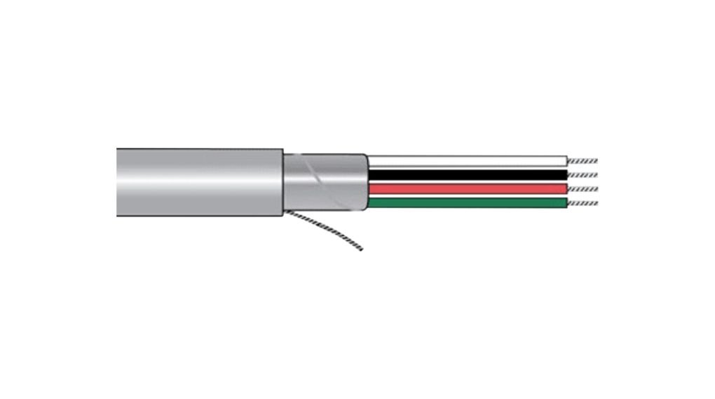 Mehradriges Kabel PVC 2x2x0.36mm² Verzinntes Kupfer Grau 30m